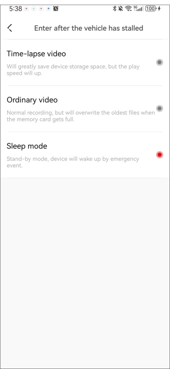 Select the parking monitoring mode-2