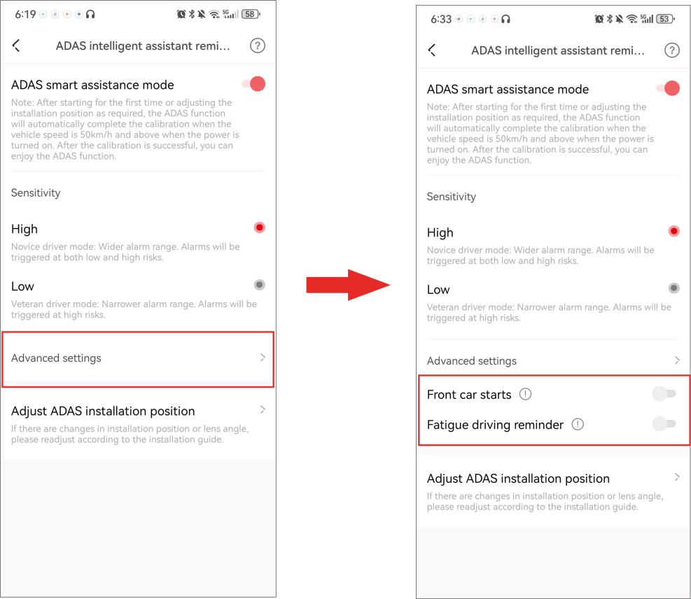 choose to enable disable the voice reminder
