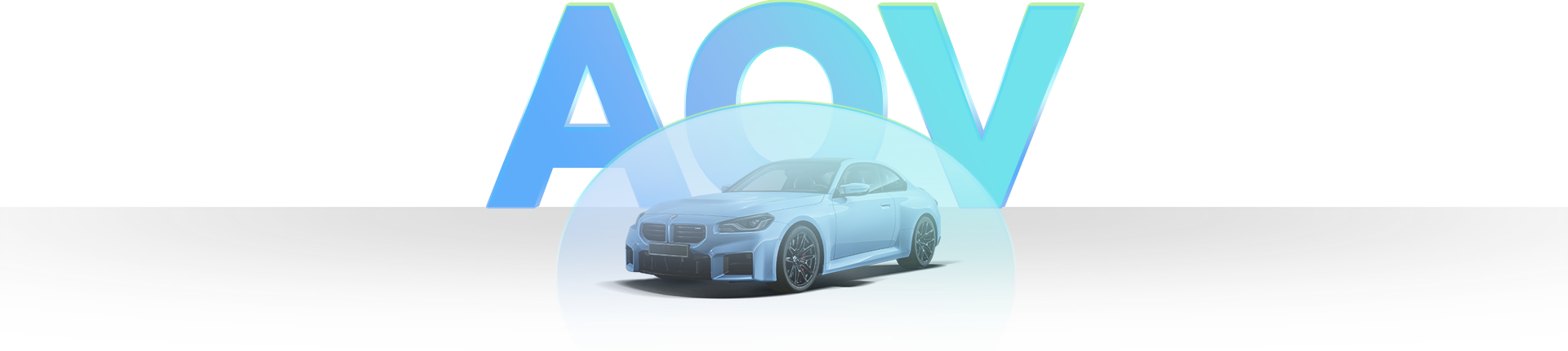 A car displayed with AOV technology, highlighting advanced parking monitoring for enhanced vehicle protection and coverage.