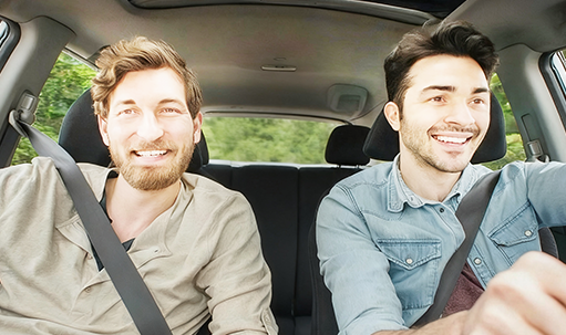 Driver and passenger in car without AI feature