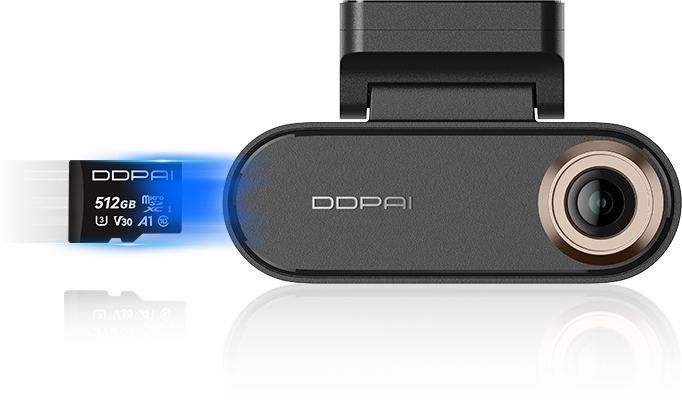 DDPAI dash cam and 512GB MicroSD card storage expansion